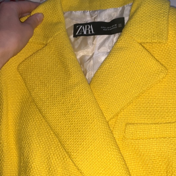 Zara | Yellow Textured Double Breasted Blazer Size Small - Picture 9 of 10